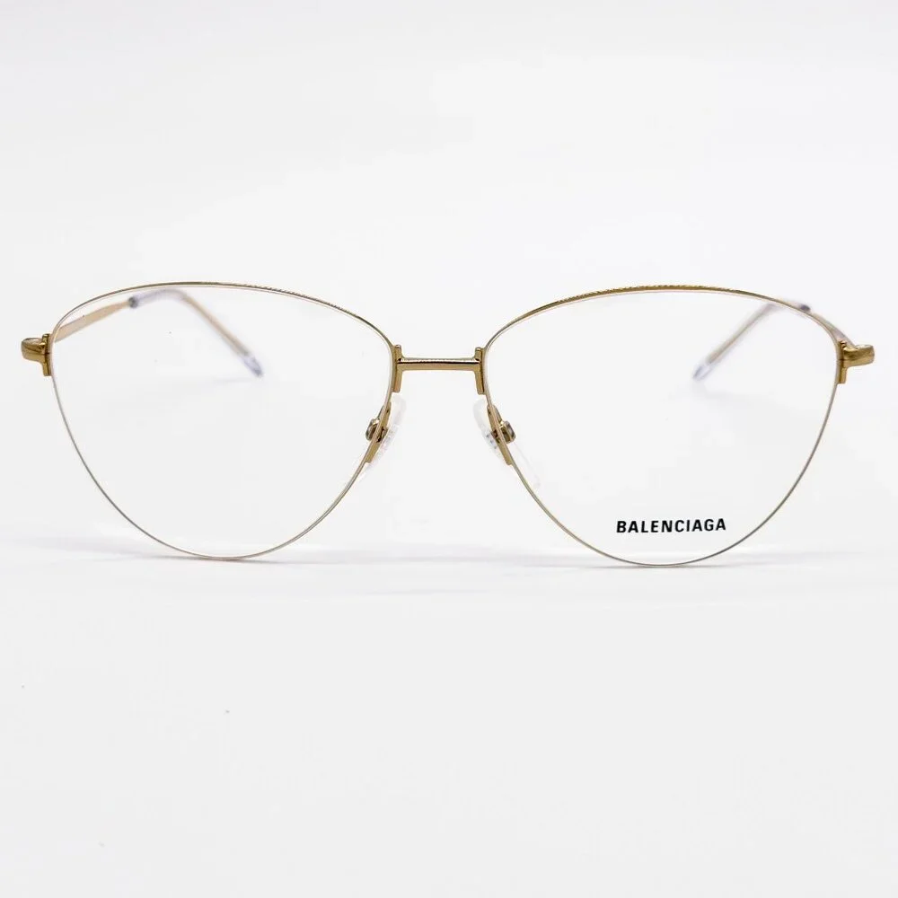 NEW BALENCIAGA EYEGLASSES BB0034O 003 CAT EYE GOLD WOMEN EYEWEAR BALENCIAGA